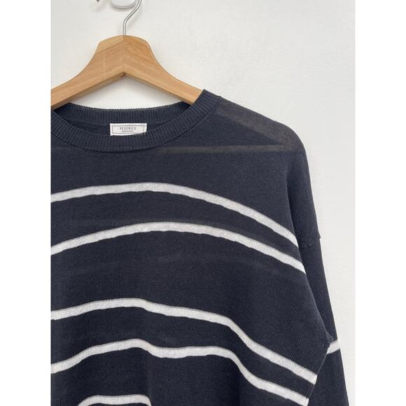 Peserico Linen-Blend Luxury Italy Asymmetric Metallic Stripe Sweater Size 38/XS - Picture 6 of 12